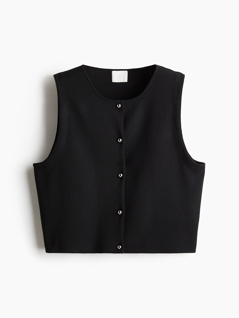 H&M Sleek Black Knit Button-Front Vest Tank